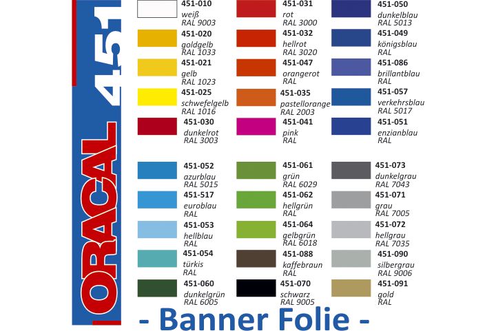 Oracal, 451, Banner folie, Bannerfolie, Planenfolie, Kunststoff